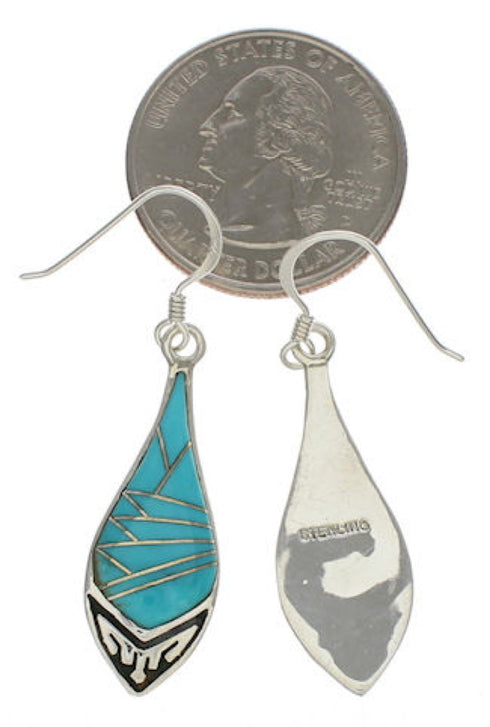Sterling Silver Turquoise Southwestern Hook Dangle Earrings TX26444